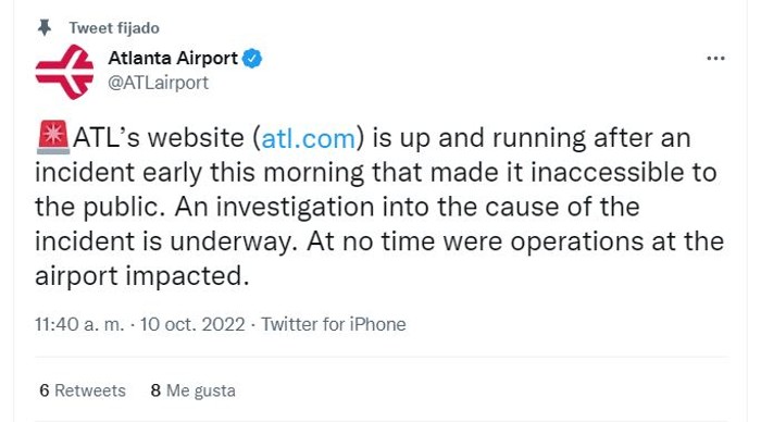 Twitter Aeropuerto Internacional de Atlanta